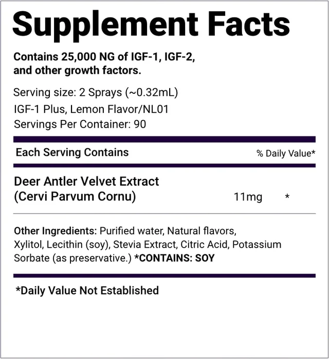 Nutronics IGF 1 Plus Supplement Facts