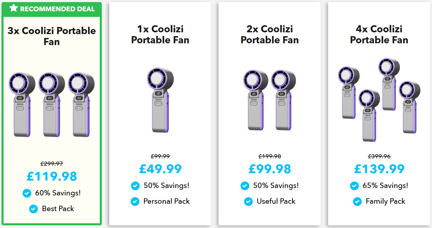 Coolizi Portable Fan Pricing