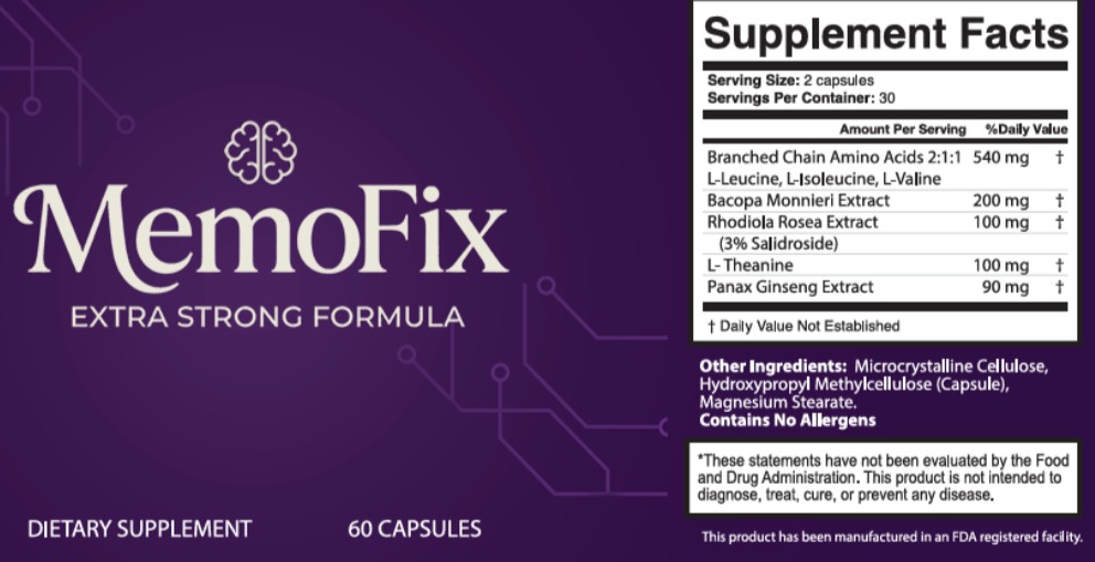 MemoFix Supplement Facts