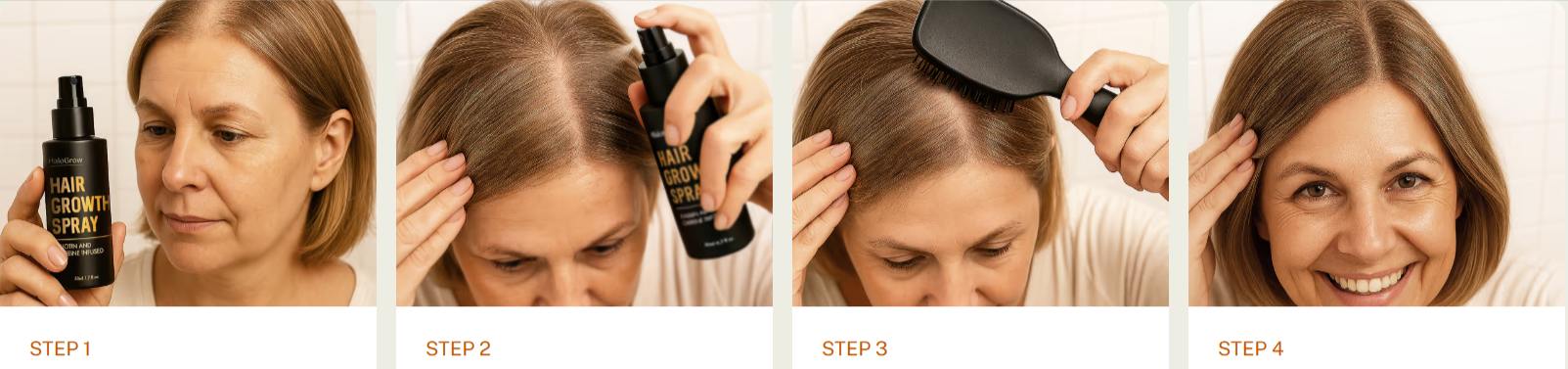 HaloGrow Hair Spray how to use